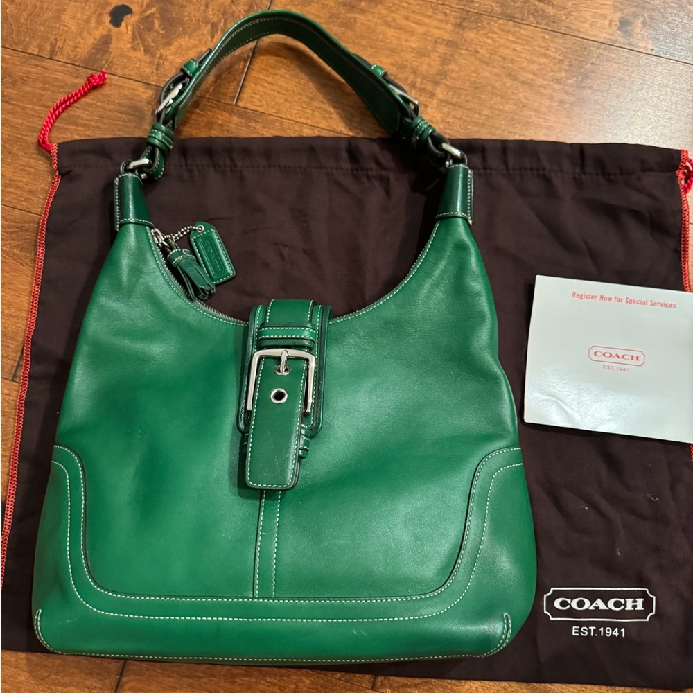 Coach Green Leather Hobo Bag